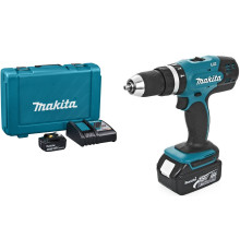 Дрель-шуруповерт аккумуляторная ударная Makita LXT DHP453RFE, в кейсе