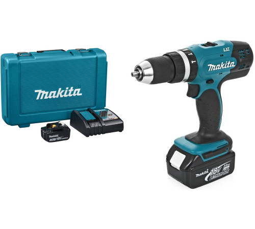 Дрель-шуруповерт аккумуляторная ударная Makita LXT DHP453RFE, в кейсе