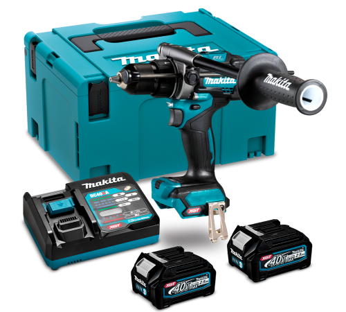 Дрель-шуруповерт аккумуляторная ударная Makita XGT HP001GD201, MAKPAC
