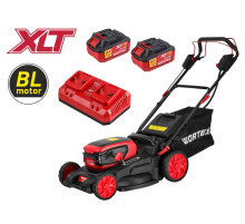Газонокосилка аккумуляторная Wortex CLM 4536-4 XLT, комплект с аккумулятором 2х4 Ач и зарядным устройством (самоходная, складная)