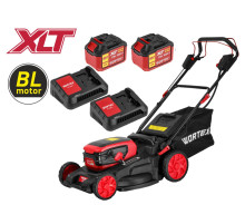 Газонокосилка аккумуляторная Wortex CLM 4536-4 XLT, комплект с аккумулятором 2х6 Ач и зарядным устройством (самоходная, складная)