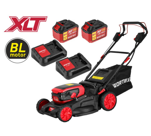 Газонокосилка аккумуляторная Wortex CLM 4536-4 XLT, комплект с аккумулятором 2х6 Ач и зарядным устройством (самоходная, складная)