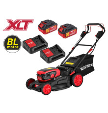 Газонокосилка аккумуляторный Wortex CLM 4536-4 в коробке XLT SET бесщёточный двигатель, самоходная, 18 В+18 В, 2х4Ач, комплект