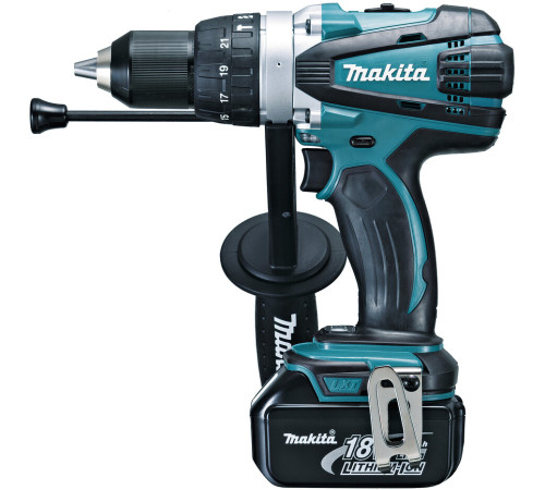 Дрель-шуруповерт аккумуляторная ударная Makita LXT DHP458RFE, в кейсе