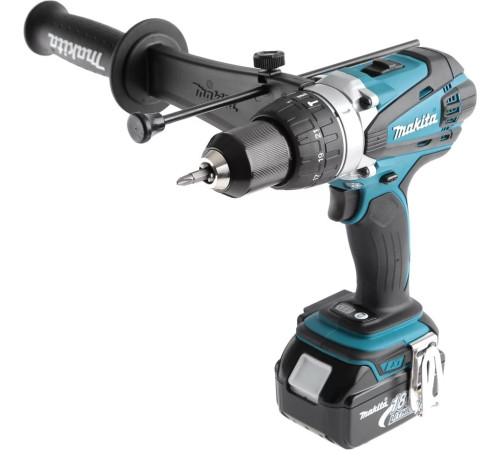 Дрель-шуруповерт аккумуляторная ударная Makita LXT DHP458RFE, в кейсе