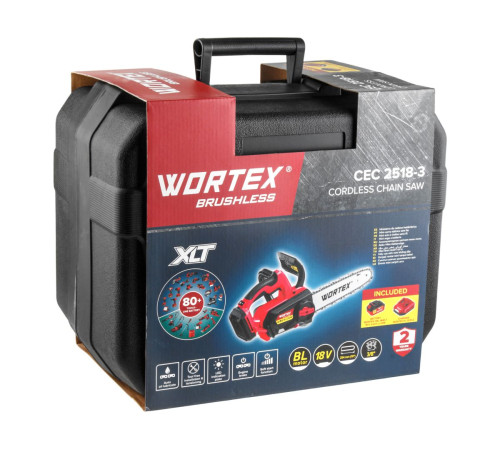 Пила цепная аккумуляторная Wortex 2325004, в кейсе, с аккумулятором и зарядным устройством