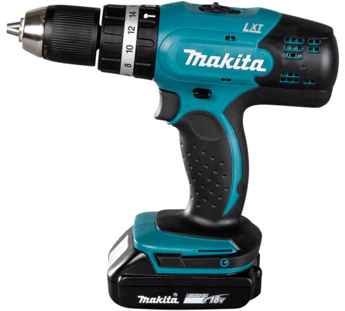 Дрель-шуруповерт аккумуляторная ударная Makita LXT DHP453SYE, в кейсе