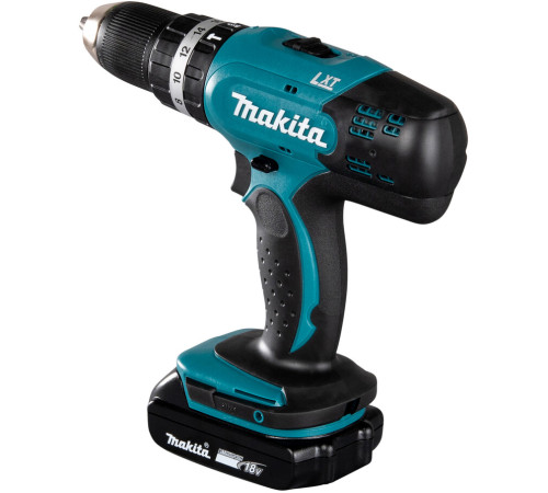 Дрель-шуруповерт аккумуляторная ударная Makita LXT DHP453SYE, в кейсе