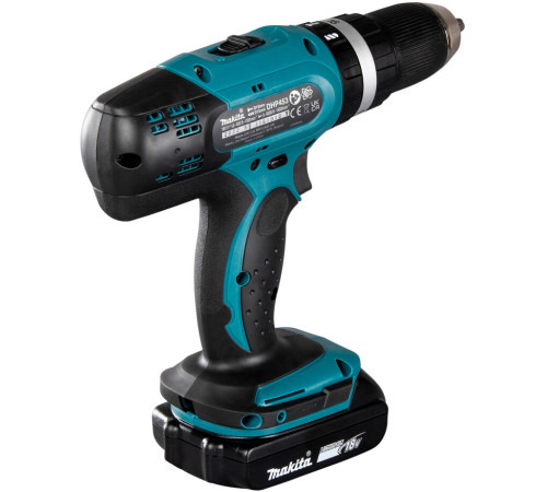 Дрель-шуруповерт аккумуляторная ударная Makita LXT DHP453SYE, в кейсе