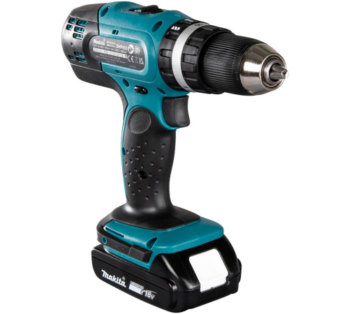 Дрель-шуруповерт аккумуляторная ударная Makita LXT DHP453SYE, в кейсе